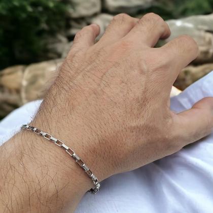 Imagem de Pulseira Corrente Regulável Aço Inox Prata Escolha O Modelo
