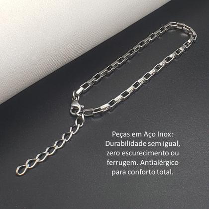 Imagem de Pulseira Corrente Regulável Aço Inox Prata Escolha O Modelo