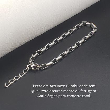 Imagem de Pulseira Corrente Regulável Aço Inox Prata Escolha O Modelo