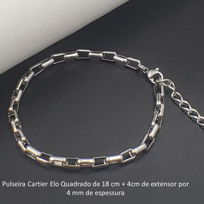 Imagem de Pulseira Corrente Regulável Aço Inox Prata Escolha O Modelo