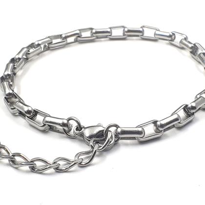 Imagem de Pulseira Corrente Regulável Aço Inox Prata Escolha O Modelo