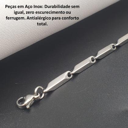 Imagem de Pulseira Corrente Regulável Aço Inox Prata Escolha O Modelo