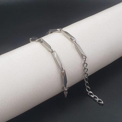 Imagem de Pulseira Corrente Regulável Aço Inox Prata Escolha O Modelo