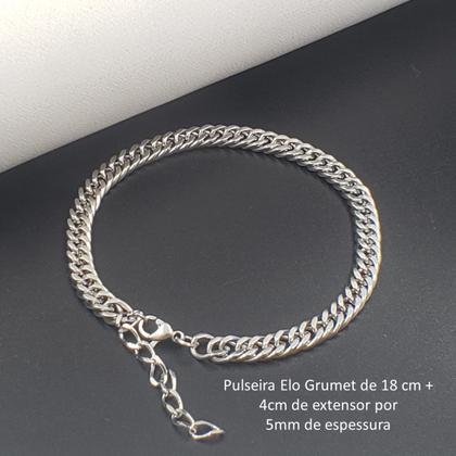 Imagem de Pulseira Corrente Regulável Aço Inox Prata Escolha O Modelo
