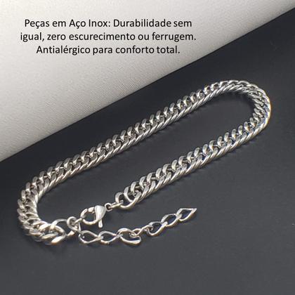 Imagem de Pulseira Corrente Regulável Aço Inox Prata Escolha O Modelo