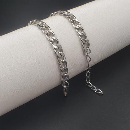 Imagem de Pulseira Corrente Regulável Aço Inox Prata Escolha O Modelo