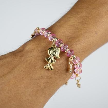 Imagem de Pulseira Cosme E Damião Menina Rosa Cristal E Silicone