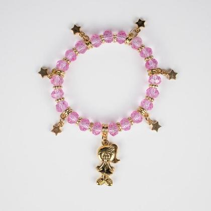 Imagem de Pulseira Cosme E Damião Menina Rosa Cristal E Silicone