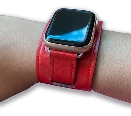 Imagem de Pulseira Couro Compatível com Apple Watch 38mm 40mm Cuff Azul