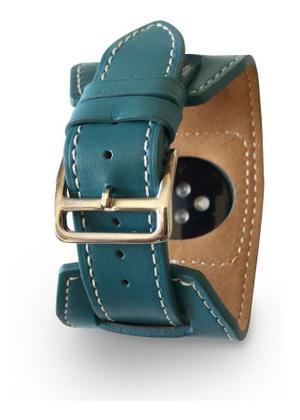 Imagem de Pulseira Couro Compatível com Apple Watch 38mm 40mm Cuff Azul
