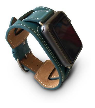 Imagem de Pulseira Couro Compatível com Apple Watch 38mm 40mm Cuff Azul