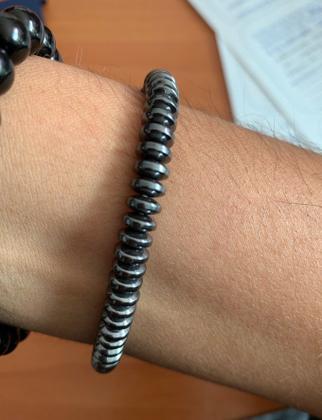Imagem de Pulseira De Bolinha Masculina Pedra Hematita Kit 2 Unidades