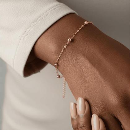 Imagem de Pulseira de Bolinhas Douradas Banhada a Ouro 18k com Extensor