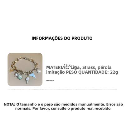 Imagem de Pulseira De Concha De Estrela Do Mar Com Pérola Imitada Dourada Para Mulheres, Joias De Verão Para