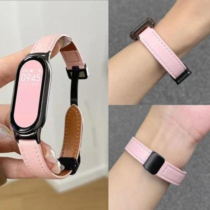Imagem de Pulseira De Couro Com Fecho Magnético Para Xiaomi Smart Band 10 9 8 MiBand 9 8 - Bracelete De