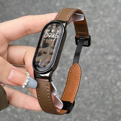 Imagem de Pulseira De Couro Com Fecho Magnético Para Xiaomi Smart Band 10 9 8 MiBand 9 8 - Bracelete De