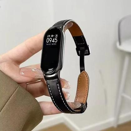 Imagem de Pulseira De Couro Com Fecho Magnético Para Xiaomi Smart Band 10 9 8 MiBand 9 8 - Bracelete De