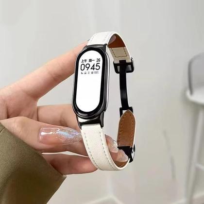 Imagem de Pulseira De Couro Com Fecho Magnético Para Xiaomi Smart Band 10 9 8 MiBand 9 8 - Bracelete De