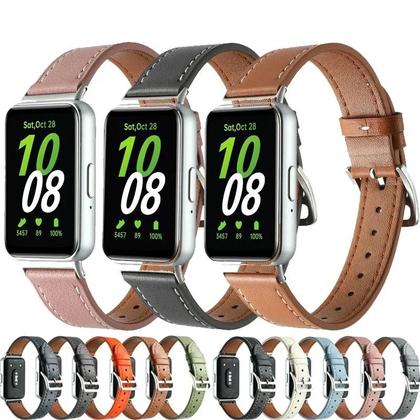 Imagem de Pulseira De Couro Fina Para Samsung Galaxy Fit 3 - Acessório De Substituição Para Relógio