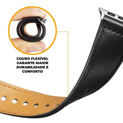 Imagem de Pulseira de Couro para Apple Watch 38/40/41MM Preta Gshield