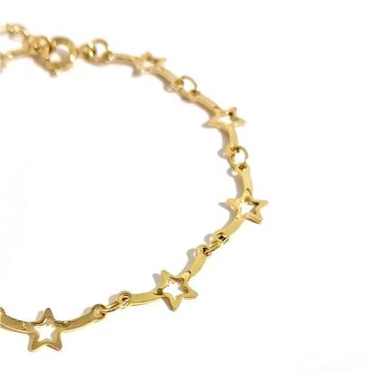 Imagem de Pulseira de Estrelas Douradas com Extensor - Semijoia Hipoalérgica