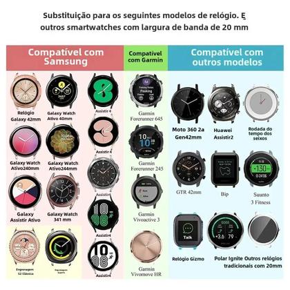 Imagem de Pulseira de Nylon 20mm/22mm para Samsung Galaxy Watch 6/5/4/Classic/Gear S3 e Huawei GT 4/3/2