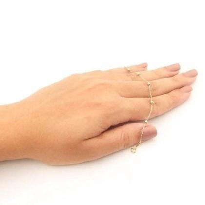 Imagem de Pulseira De Ouro 18k Infantil Bolinha Recém Nascido Bebê