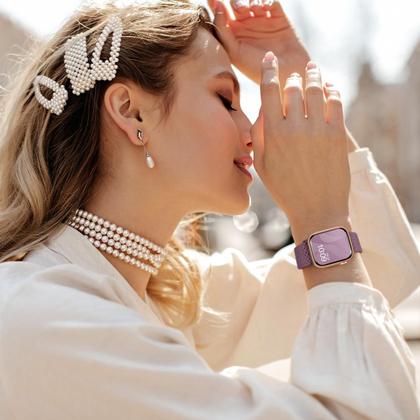 Imagem de Pulseira de relógio Adorique Braided Stretchy Solo Loop, pacote com 8, 40-49 mm