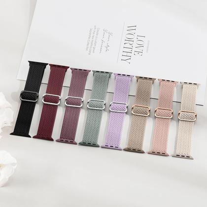 Imagem de Pulseira de relógio Adorique Braided Stretchy Solo Loop, pacote com 8, 40-49 mm