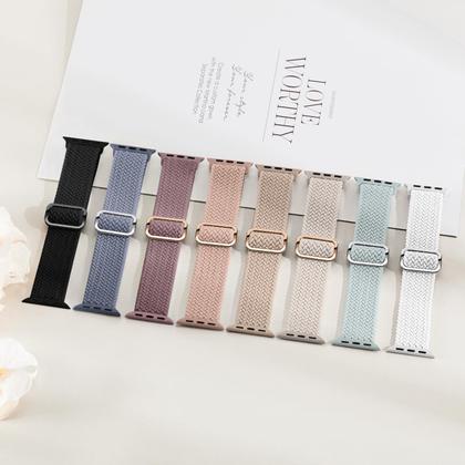 Imagem de Pulseira de relógio Adorique Braided Stretchy Solo Loop, pacote com 8, 40-49 mm