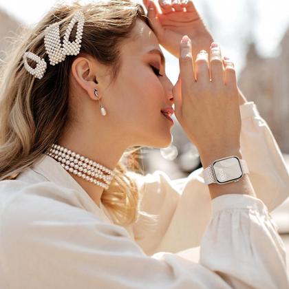 Imagem de Pulseira de relógio Adorique Braided Stretchy Solo Loop, pacote com 8, 40-49 mm