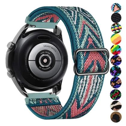 Imagem de Pulseira De Relógio Ajustável De Nylon Elástico 20mm 22mm Para Samsung Galaxy Watch
