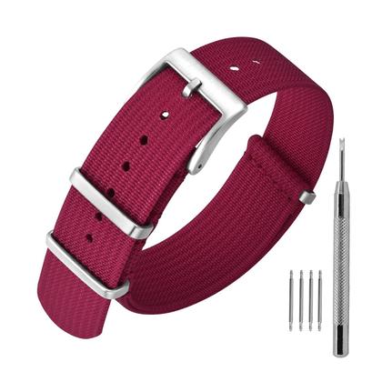 Imagem de Pulseira de relógio ANNEFIT Nylon 18 mm impermeável com fivela prateada