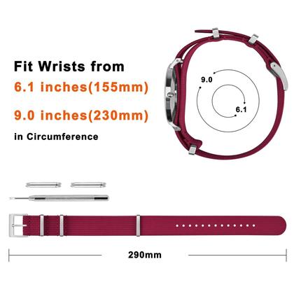 Imagem de Pulseira de relógio ANNEFIT Nylon 18 mm impermeável com fivela prateada