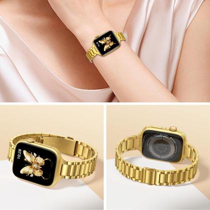 Imagem de Pulseira de relógio WFEAGL Thin Metal Bands 42 mm para Apple Watch Gold