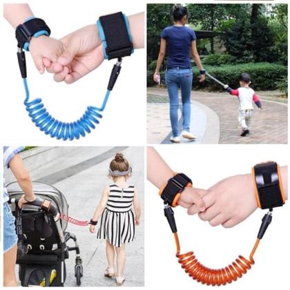 Imagem de Pulseira De Seguranca Infantil Guia Crianca Anti Perda Coleira Ajustavel Controle Cordao Passeio Shopping Cor:Verde