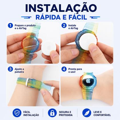 Imagem de Pulseira De Silicone Ajustável Compatível com Rastreador Airtag