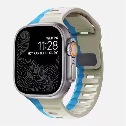 Imagem de Pulseira De Silicone Esportiva Mariner Compativel Com Watch Ultra 1 2 e 3 49mm Iwatch 10 9 8 7 6 5 4 3 2 1 44mm 45mm 46mm 49mm  Azul Com Cinza