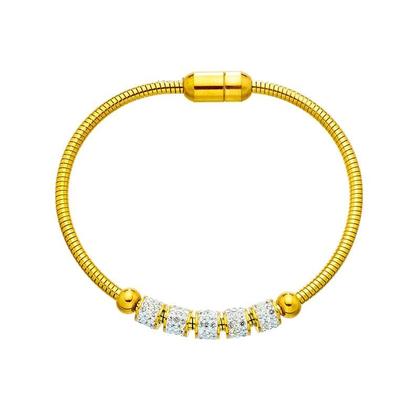 Imagem de Pulseira De Strass Dourada Para Mulheres Em Aço Inoxidável 316L Com Fecho Magnético, Joias De Moda
