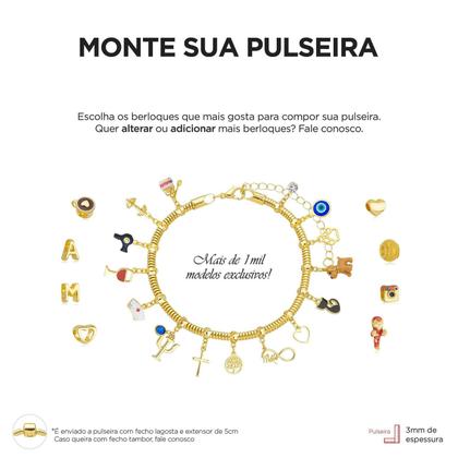 Imagem de Pulseira Dente Dentista Banhado a Ouro 18k