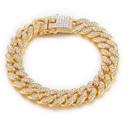 Imagem de Pulseira Dourado 20cm 15mm Cravejado Zircônia Cubica Ouro 18k