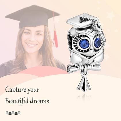 Imagem de Pulseira e colar Charm Annmors Wise Owl Graduation em prata 925