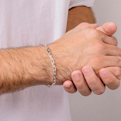 Imagem de Pulseira Elo Cadeado Prata 22cm 925 Rommanel 850039