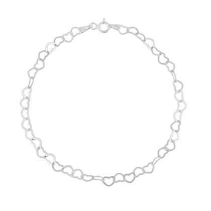 Imagem de Pulseira Elo de Coração Prata 925 Legitima Delicada Feminina