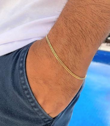 Imagem de Pulseira Elo Duplo Grumet  De Ouro 18k Masculina 20cm