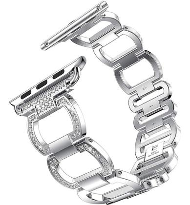 Imagem de Pulseira Elos Aro Diamante Prata Compatível Apple Watch 40mm