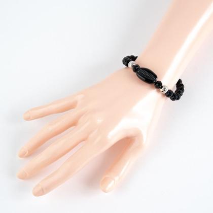 Imagem de Pulseira Exu Búzios Preto com Cristais e Silicone