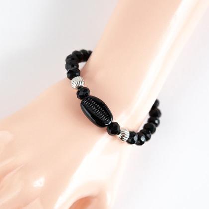 Imagem de Pulseira Exu Búzios Preto com Cristais e Silicone