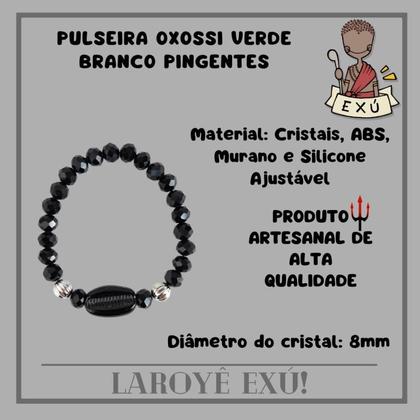 Imagem de Pulseira Exu Búzios Preto com Cristais e Silicone