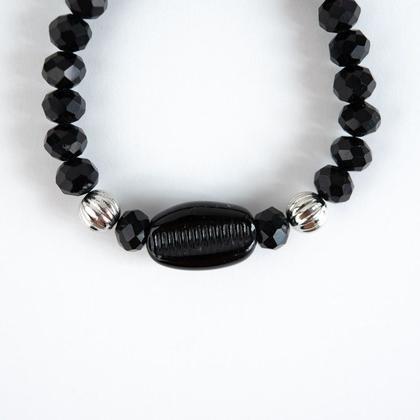 Imagem de Pulseira Exu Búzios Preto com Cristais e Silicone